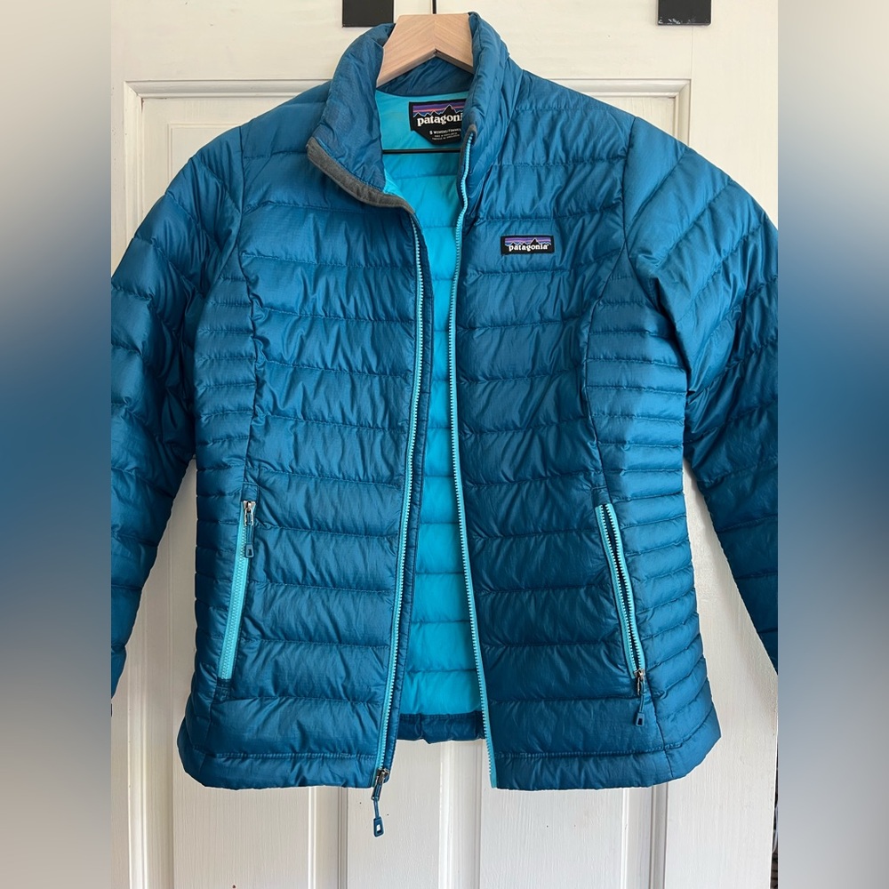 Patagonia Teal and Aqua Packable Puffer Jacket